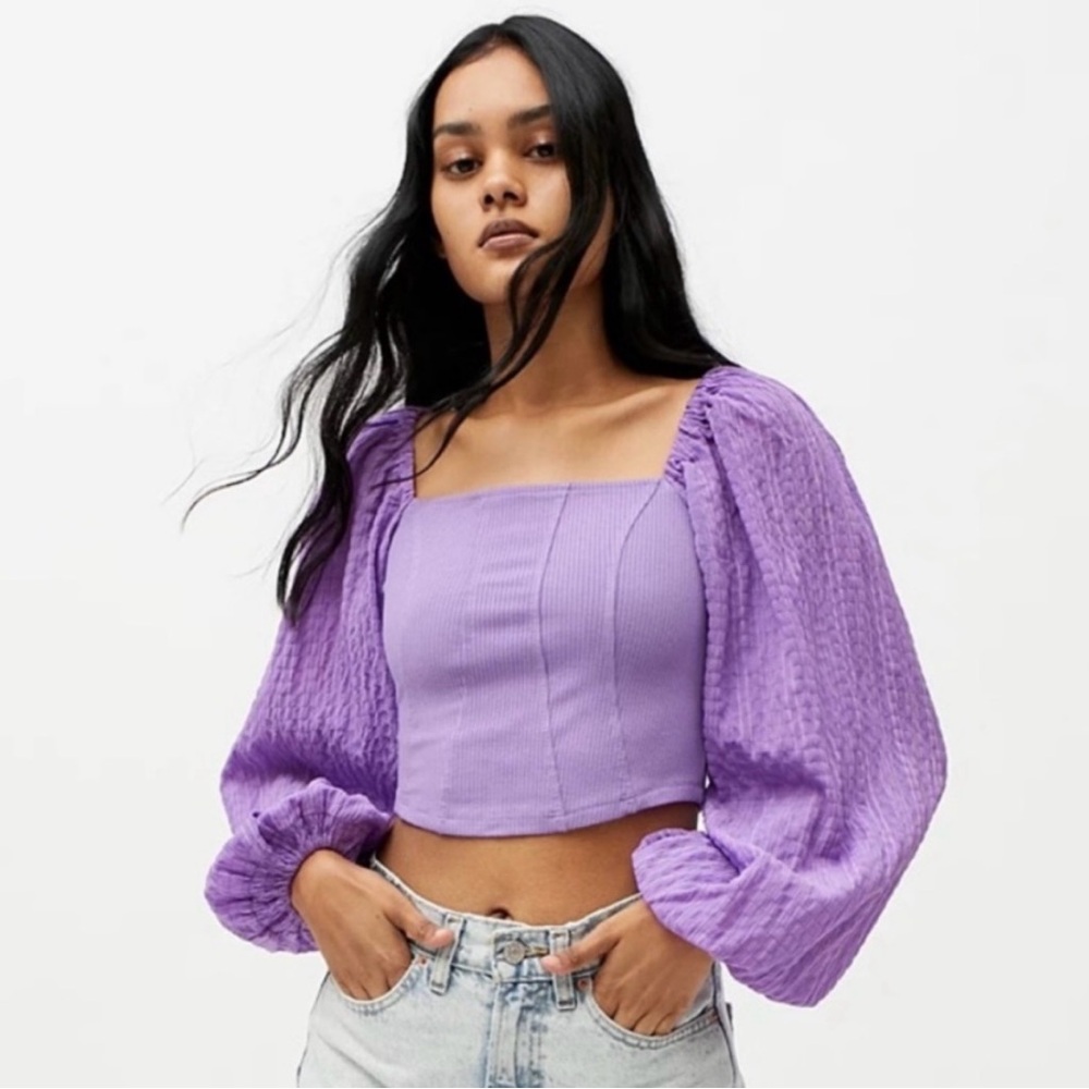 Urban Outfitters Claudia Purple Blouse Puff‎ Sleeves